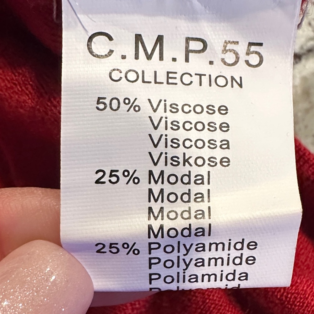 C.M.P.55 Collection Crimson Red Long Sweater with Black Sparkling Polka Dots - Picture 4 of 8